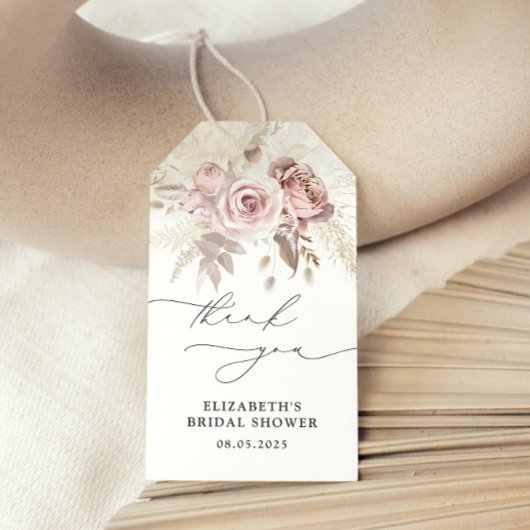 Elegant Stoffig Roos Bloemen Vrijgezellenfeest Fav Cadeaulabel