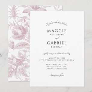 Elegant stoffig Roos Bloemenuitnodiging Kaart