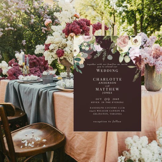 Elegant stoffig Roos & Bourgogne Geen Ouders Trouw Kaart