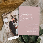 Elegant stoffig Roos foto bruiloft Kaart