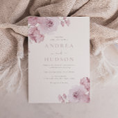 Elegant stoffig Roos Mauve Blush Bloemen Bruiloft Kaart