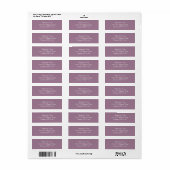 Elegant stoffig Roos Mauve retouradres Etiket (Full Sheet)