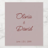 Elegant stoffig Roos minimalistisch bruiloft wijnl Wijn Etiket (Enkel label)