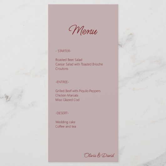 Elegant stoffig Roos minimalistisch Menu (Voorkant)