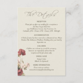 Elegant stoffig Roos monogrammed bruiloft De detai Informatiekaartje