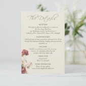 Elegant stoffig Roos monogrammed bruiloft De detai Informatiekaartje (Staand voorkant)