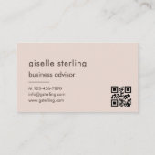 Elegant stoffig Roos QR-code minimalistisch monogr Visitekaartje (Achterkant)