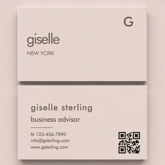 Elegant stoffig Roos QR-code minimalistisch monogr Visitekaartje