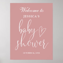 Elegant stoffig Roos Roze Baby shower Welkomstbord Poster