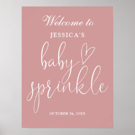 Elegant stoffig Roos Roze Baby Sprinkle Welkomstbo Poster