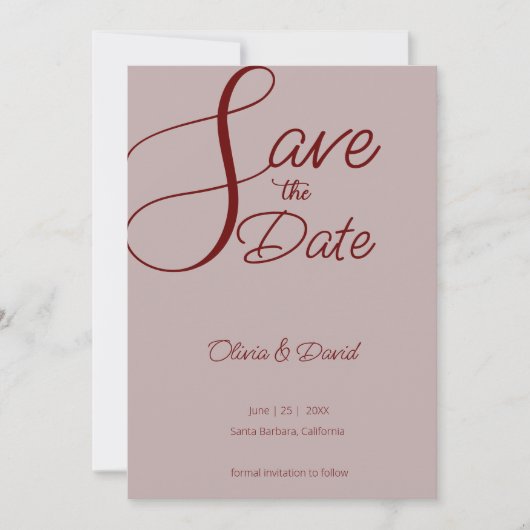 Elegant stoffig Roos Save the Date Kaart (Voorkant)