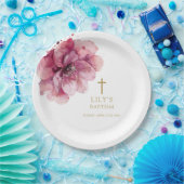 Elegant stoffig Roos Waterverf Bloemendoop Papieren Bordje (Feest)