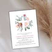 Elegant Stoffig Roze Bloemen Eucalyptus Cross Doop Kaart