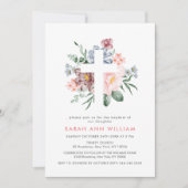 Elegant Stoffig Roze Bloemen Eucalyptus Cross Doop Kaart (Voorkant)