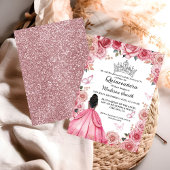 Elegant Stoffig Roze Bloemen Vlinder Quinceanera Kaart