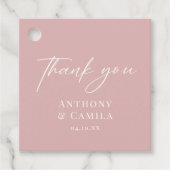 Elegant Stoffig Roze Bruiloft Bedankjes Labels (Voorkant)