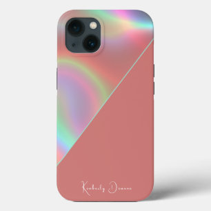 Elegant stoffig roze holografisch notitieboek Case-Mate iPhone case