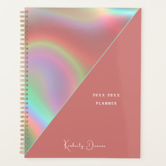 Elegant stoffig roze holografisch planner