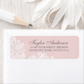 Elegant Stoffig Roze Kant Retouradres Label (Insitu)