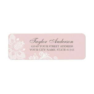 Elegant Stoffig Roze Kant Retouradres Label