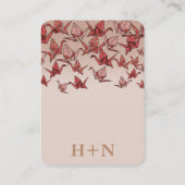 Elegant Stoffig Roze Papier Kraan Bruiloft Informatiekaartje (Achterkant)