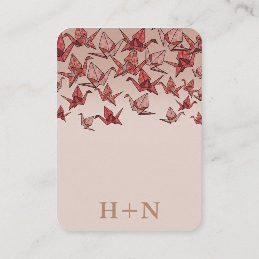 Elegant Stoffig Roze Papier Kraan Bruiloft Informatiekaartje (Achterkant)