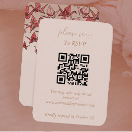 Elegant Stoffig Roze Papier Kraan Bruiloft Informatiekaartje