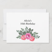 Elegant Stoffig Roze Roze Groen Goud Zoet 16 Kaart (Achterkant)