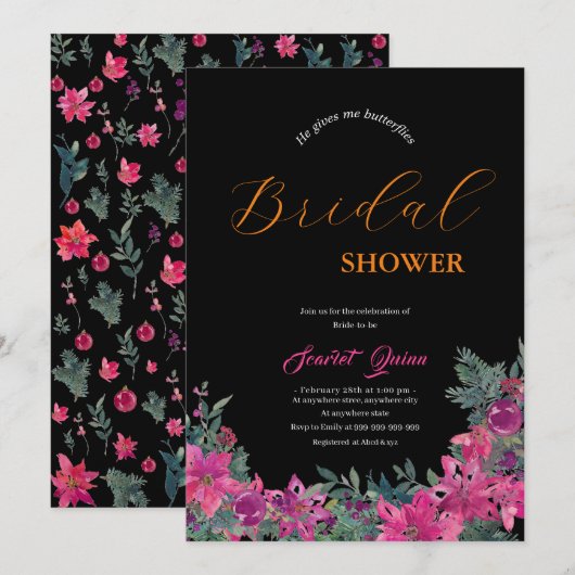 Elegant stoffig roze waterverf Bloemen vrijgezelle Kaart (Voorkant / Achterkant)