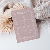  Elegant Stoffig Roze & Witte Bloemen Huwelijk Kaart