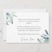 Elegant stoffig salie groen Waterverf groen Bedankkaart (Achterkant)