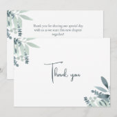 Elegant stoffig salie groen Waterverf groen Bedankkaart (Voorkant / Achterkant)