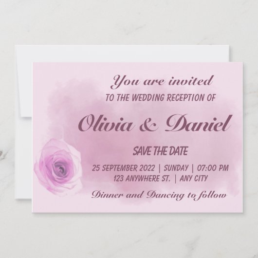 Elegant stoffige paarse roos floral save the date (Voorkant)