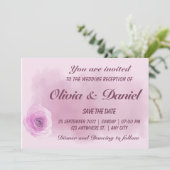 Elegant stoffige paarse roos floral save the date (Staand voorkant)