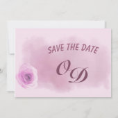 Elegant stoffige paarse roos floral save the date (Achterkant)