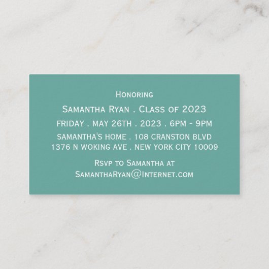 Elegant Stone Dot Graduation Party Ticket Invite (Achterkant)