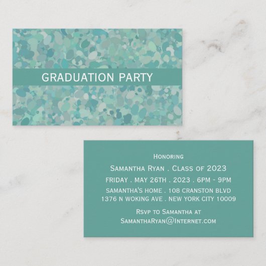 Elegant Stone Dot Graduation Party Ticket Invite (Voorkant / Achterkant)