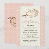 Elegant Stork Baby shower Invitation Kaart (Voorkant / Achterkant)