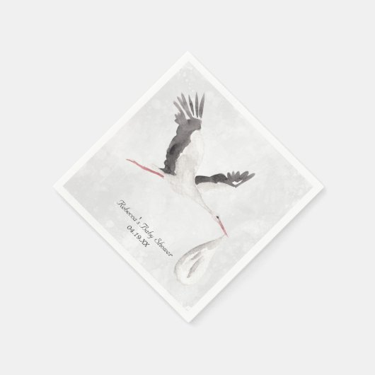 Elegant Stork Delivery Baby shower gepersonaliseer Servet (Hoek)