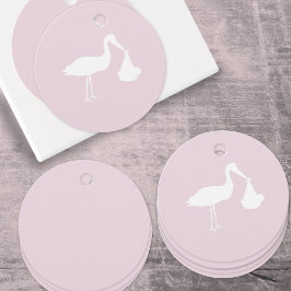 Elegant Stork Delivery Eenvoudig roze Baby shower Bedankjes Labels