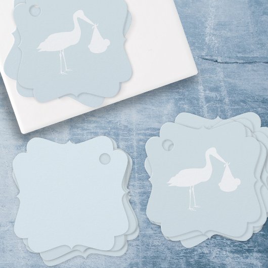 Elegant Stork Delivery Simple Blue Baby shower Bedankjes Labels