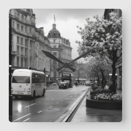 Elegant straat Uitzicht Vierkante Klok