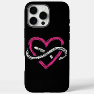 Elegant strak zwart Infinity Noir Heart iPhone 16 Pro Max Hoesje
