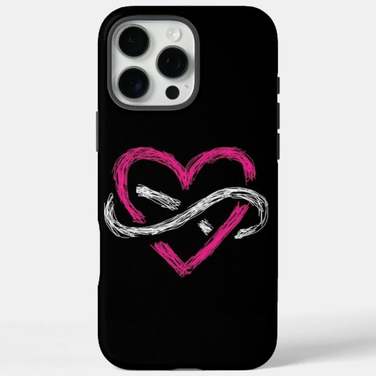 Elegant strak zwart Infinity Noir Heart Case-Mate iPhone Case (Achterkant)