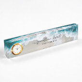 Elegant Strand Aqua Blauw Groen Script Modern Naambordje