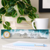 Elegant Strand Aqua Blauw Groen Script Modern Naambordje