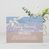 Elegant strand Baby shower met ivoren lint Kaart (Staand voorkant)