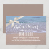 Elegant strand Baby shower met ivoren lint Kaart (Voorkant / Achterkant)