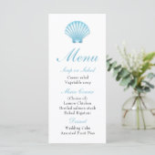 Elegant Strand Blauw Nautische Zeeschelp Trouwmenu Menu (Staand voorkant)