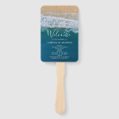 Elegant strand blauw oceaan trouwprogramma handwaaier (Voorkant)